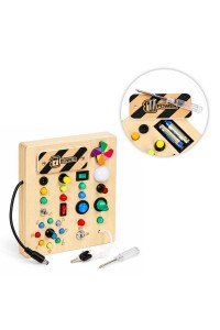 Drewniana tablica manipulacyjna interaktywna przełączniki światła LED ECOTOYS